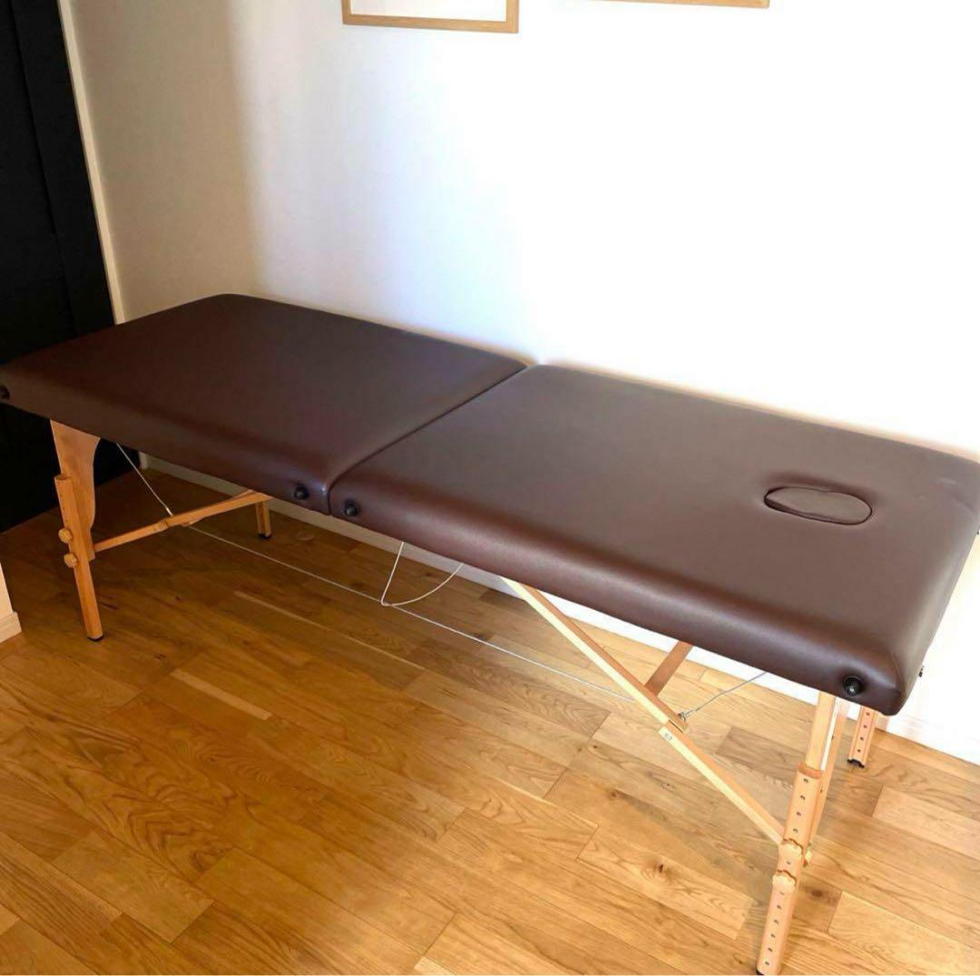 軽量 折りたたみ マッサージベッド 長さ185×幅70×高さ51～83cm 軽量 折りたたみ マッサージベッド (木製)(有孔) ブラック 長さ185×幅