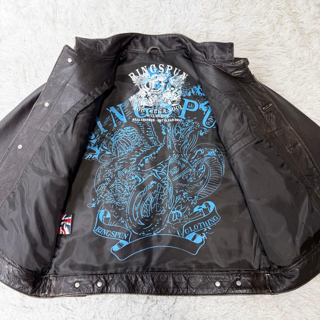限定版リングスパン イングランド製 レザージャケット スタッズ