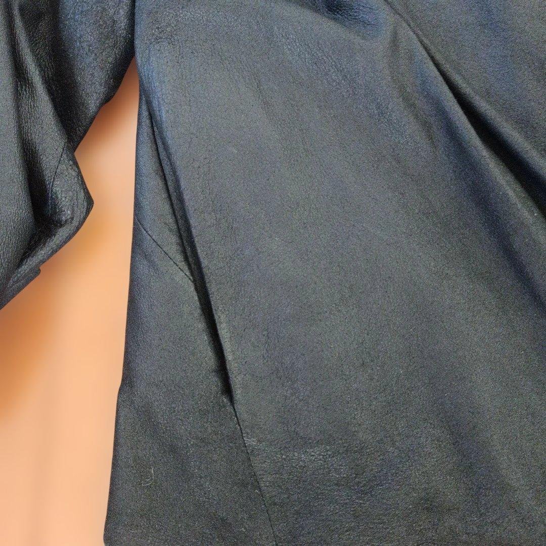 HELMUT LANG ブラックレザー変形ドレープカラージャケット