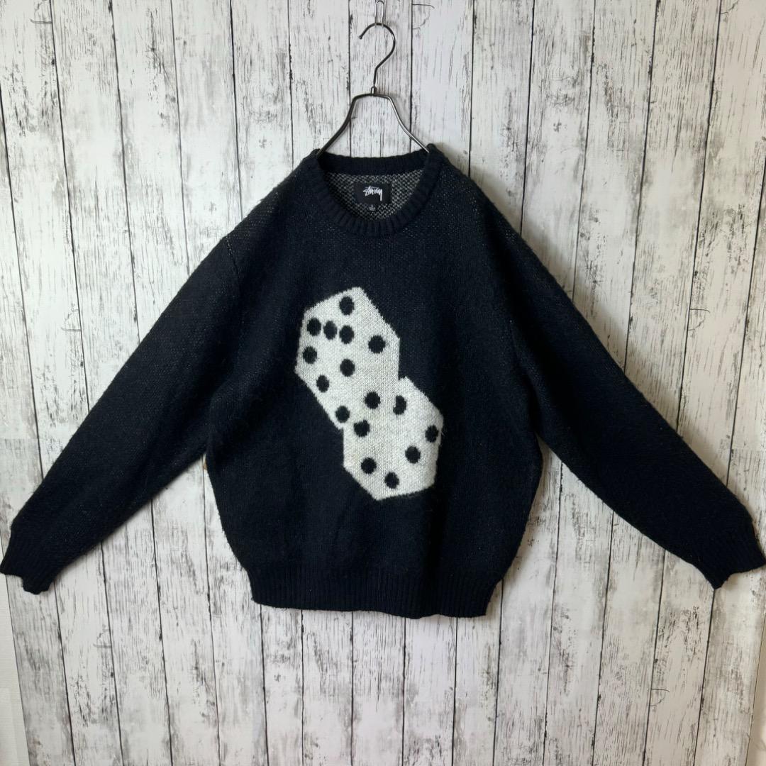 激レア】ステューシー ダイス サイコロ モヘア ニット セーター L 黒