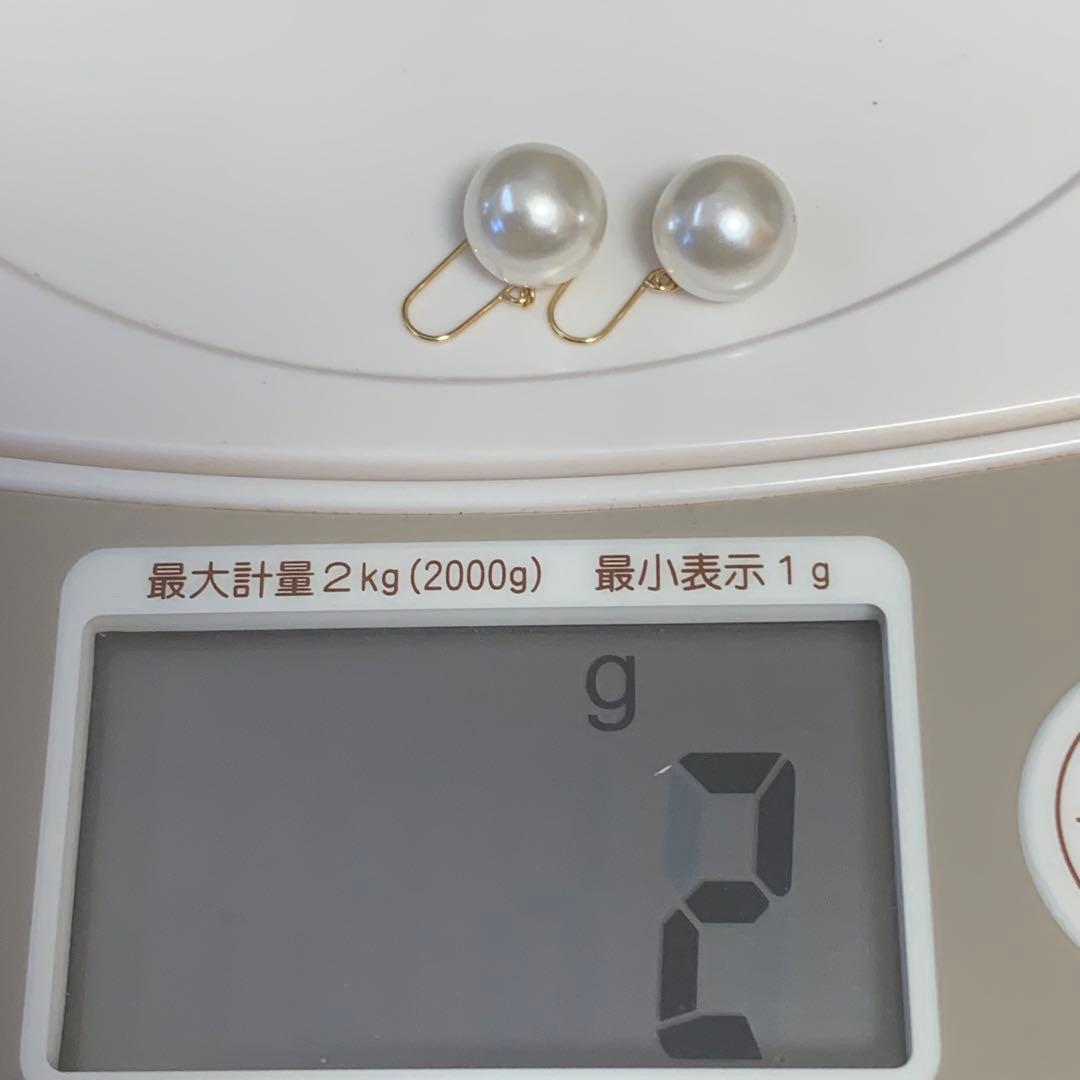 ウ*ー様 《美品！！》⭐︎K18本真珠フックピアス 刻印あり ホワイトパール9.