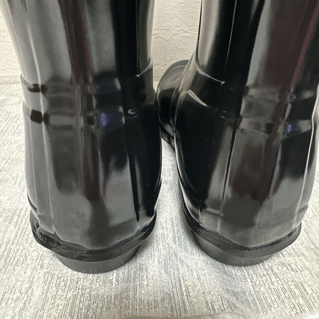 ✳️ HUNTER ハンター ブラック　エナメル　ロングブーツ 24.5cm