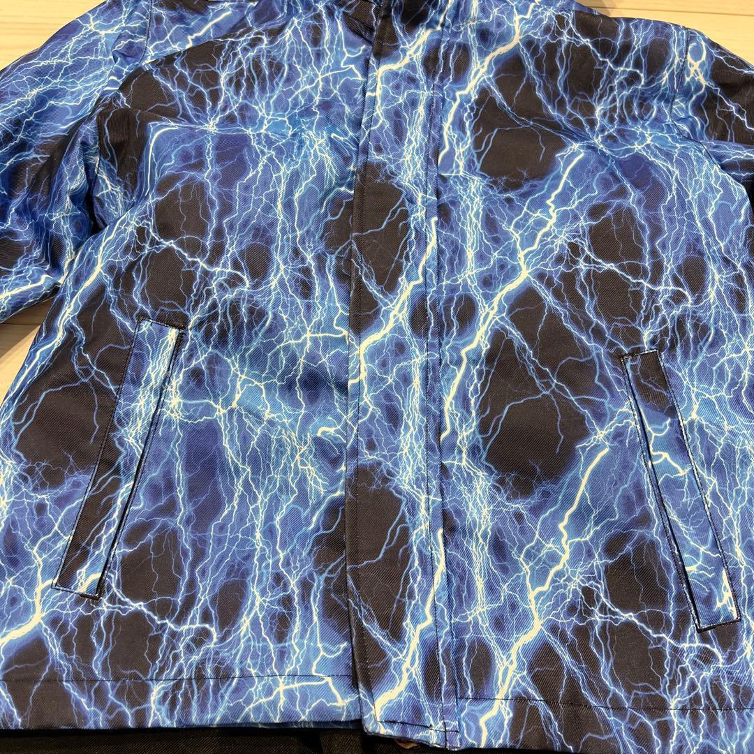 子ども用スキーウェアセット 青黒雷模様 120cm 男の子 美品 かっこいい