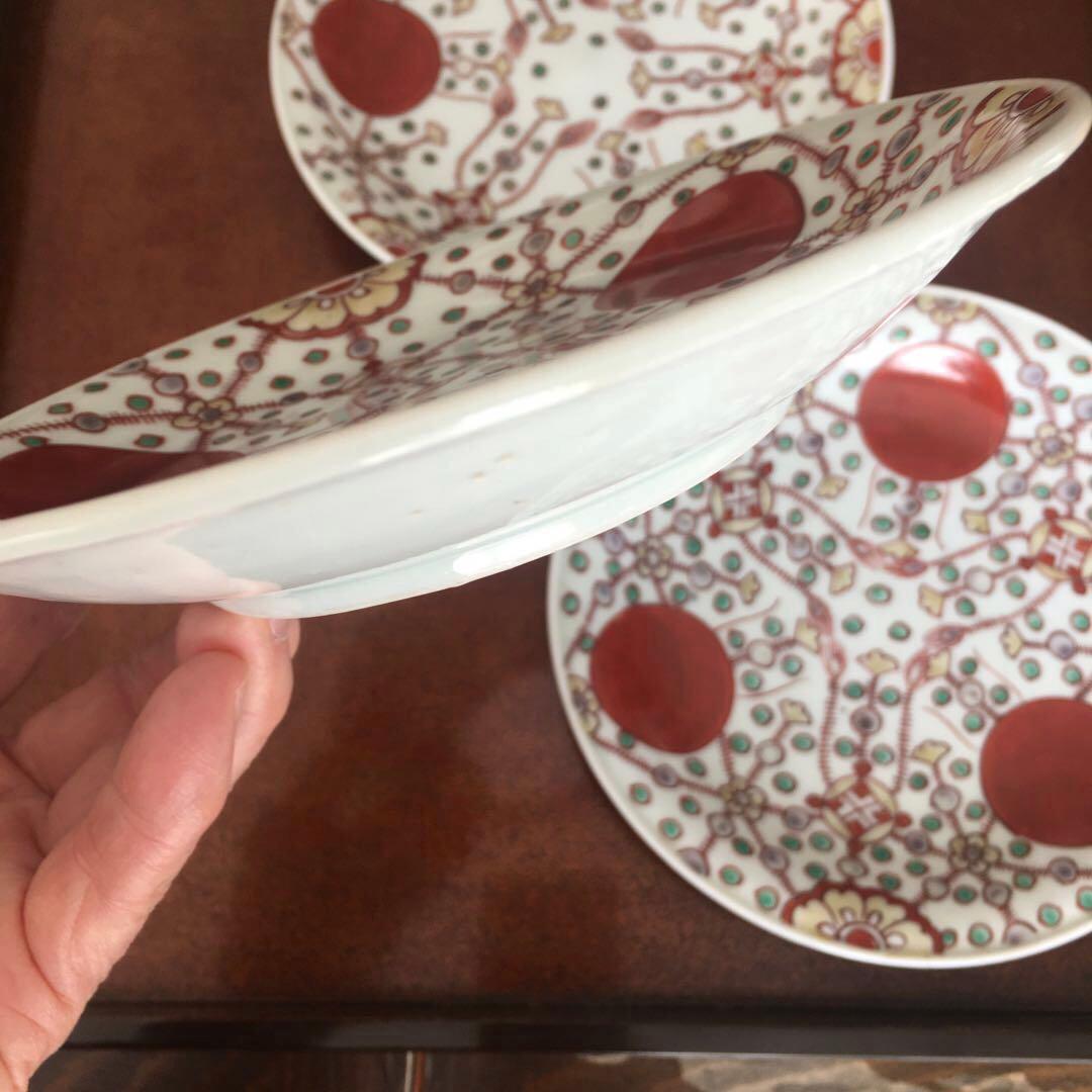 kitty様リクエスト 古伊万里 赤玉瓔珞文 中皿3客 17cm - メルカリ