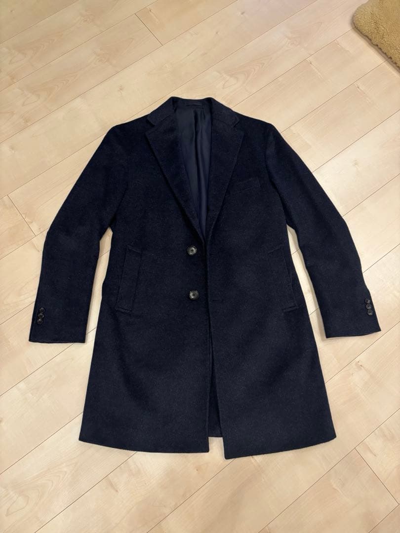 EDIFICE ネイビー ダブルブレスト チェスターコート - メルカリ