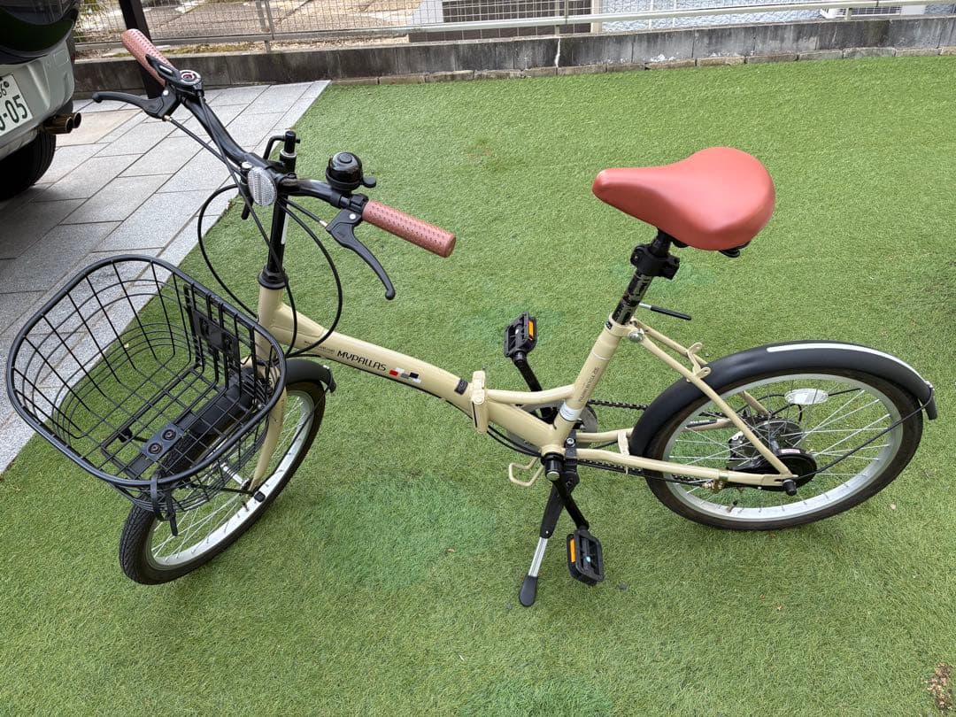 幸さま専用　折り畳み自転車　MYPALLAS(マイパラス)　20インチ　キャメル Amazon | MYPALLAS(マイパラス) 折畳自転車20インチ バスケット/LED