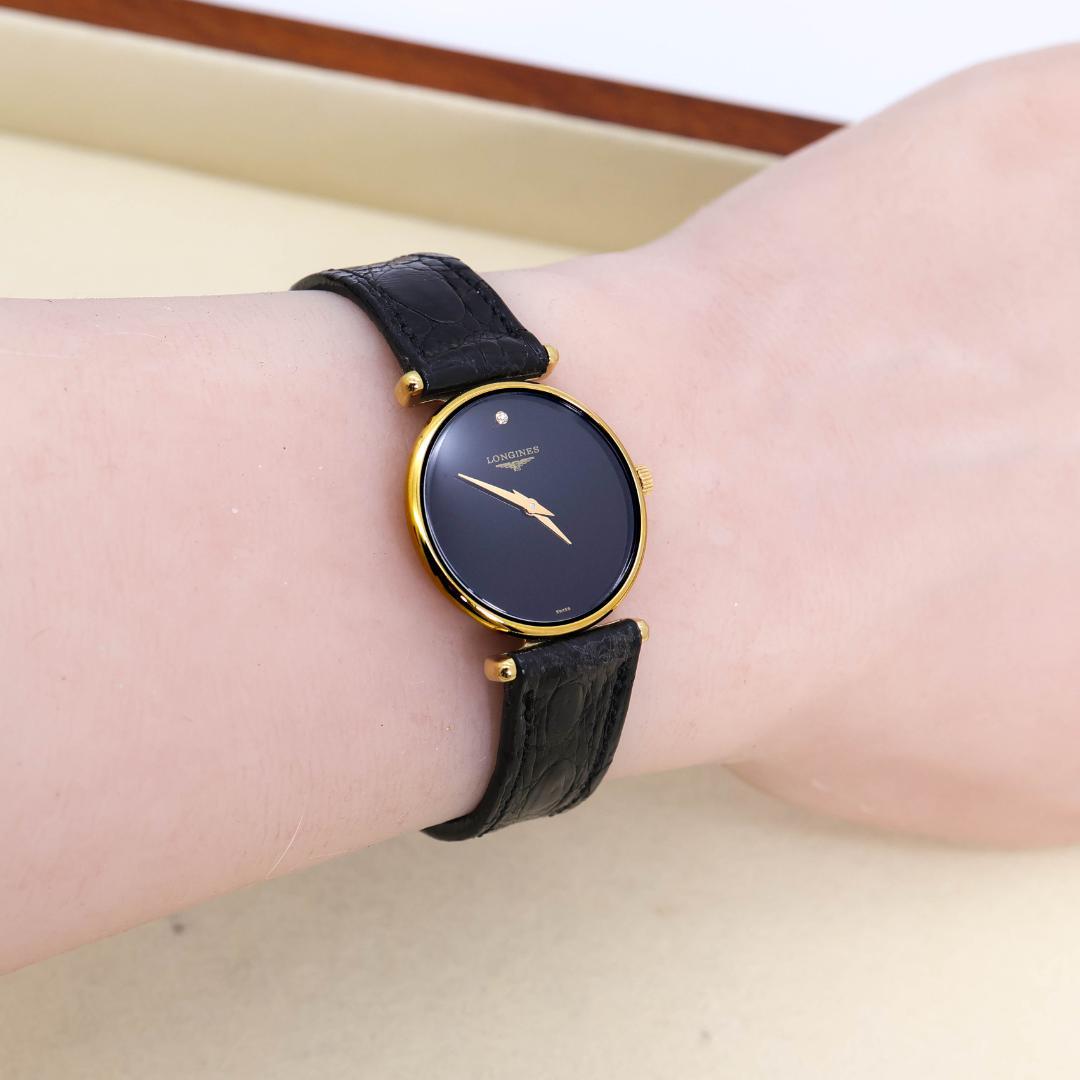 稼働 LONGINES グランドクラシック 腕時計 ダイヤ ブラック 3134