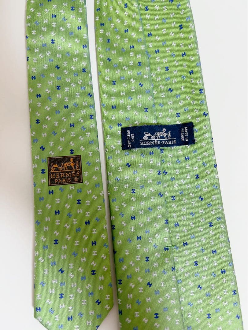エルメス HERMES ネクタイ グリーン系 H柄 - メルカリ