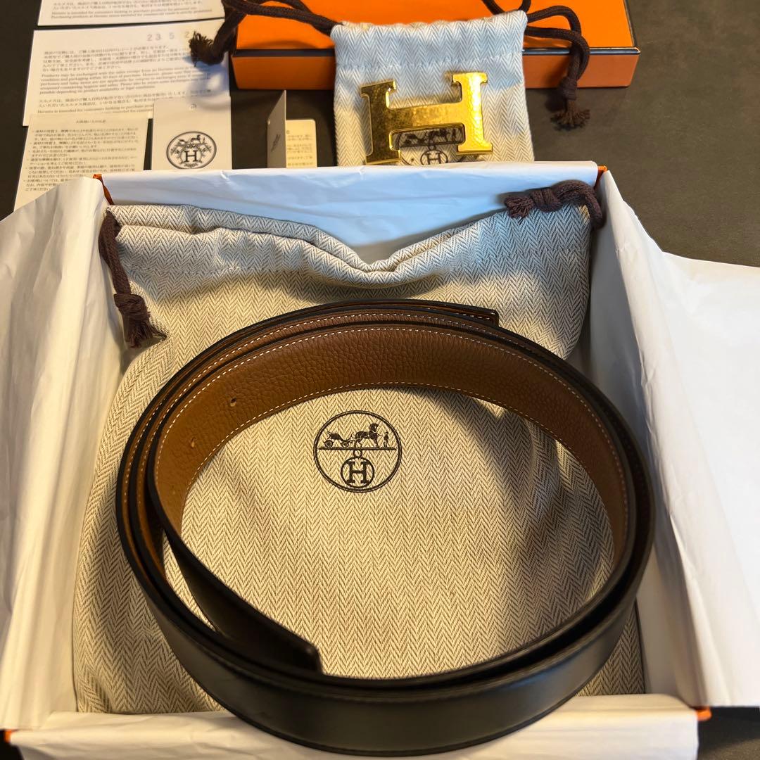 エルメス メンズ ベルトバックル 《H》 マルトレ & レザーベルト 32mm