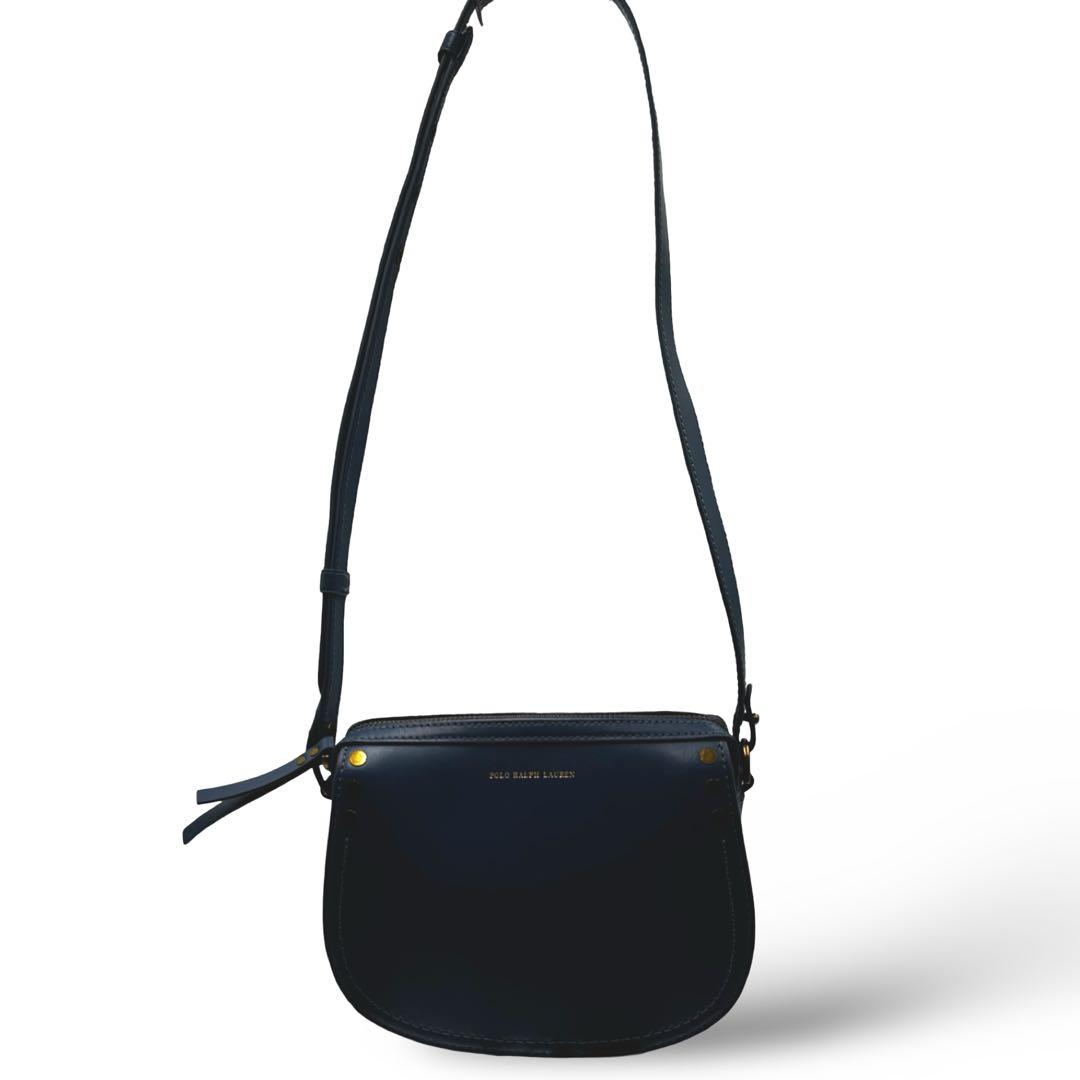 美品】ポロラルフローレン ショルダーバッグ レザー ブルー 斜め掛け