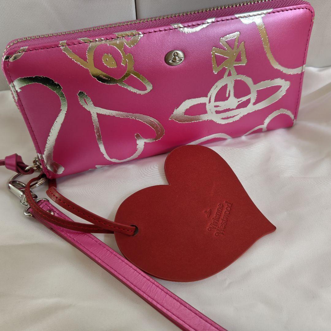 未使用級 ピンク ヴィヴィアンウエストウッド 長財布 ラウンドジップ