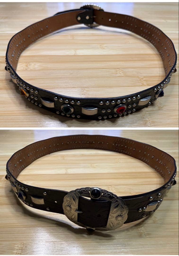 ⭐️極美品エースウエスタンスタッズベルト⭐️マルチカラーストーン