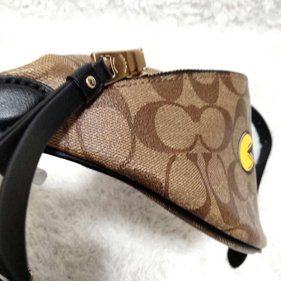 極美品 コーチ ウエストポーチ シグネチャー PVC ブラウン パックマン