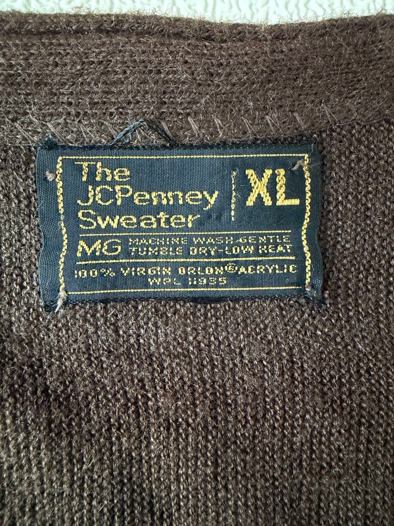 70s J.C.PENNEY ヴィンテージ カーディガン ブラウン XL