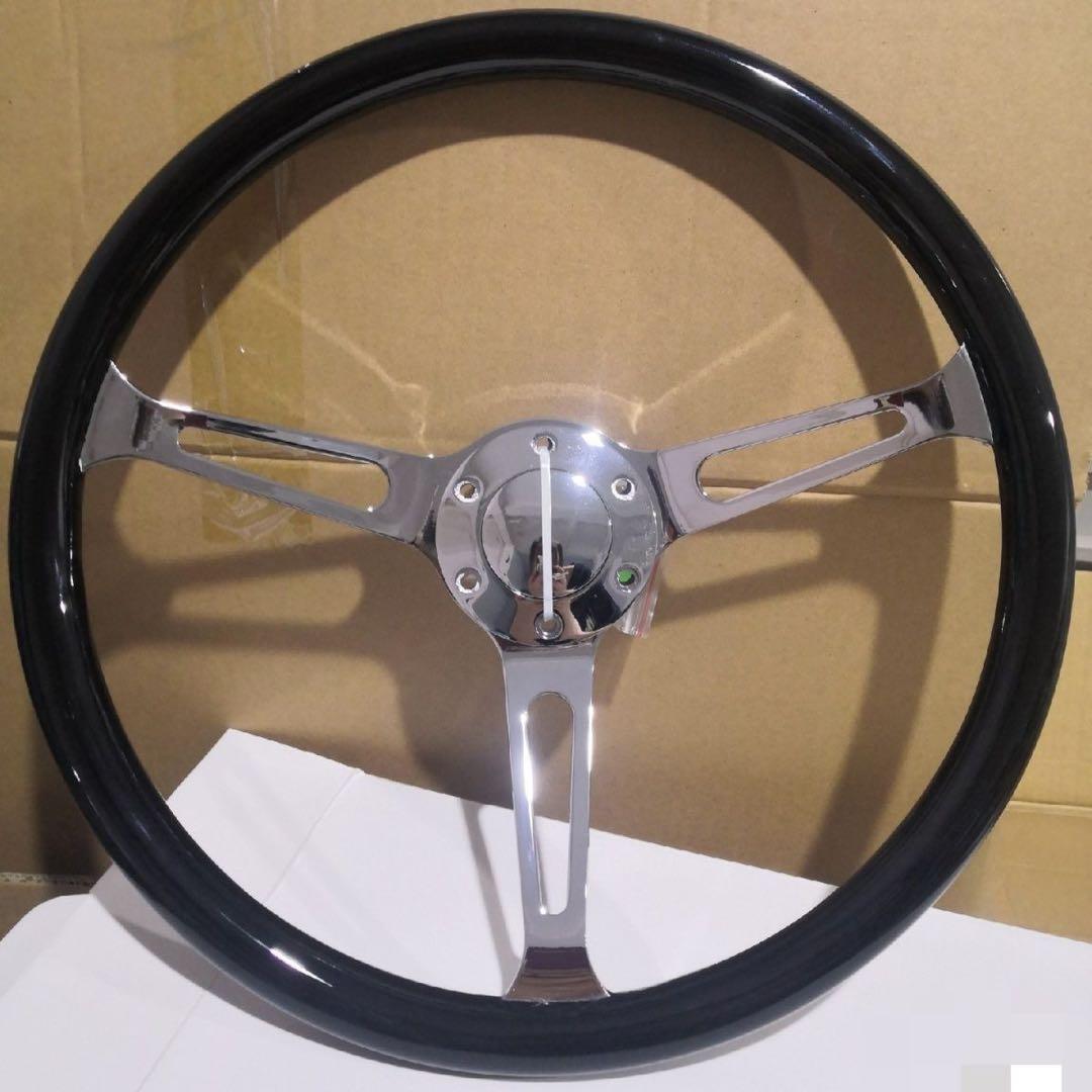 15インチ 汎用ステアリングホイール 3スポーク ブラック＆シルバー 電鍍仕上げ 15インチ 汎用ステアリングホイール 3スポーク ブラック＆シルバー