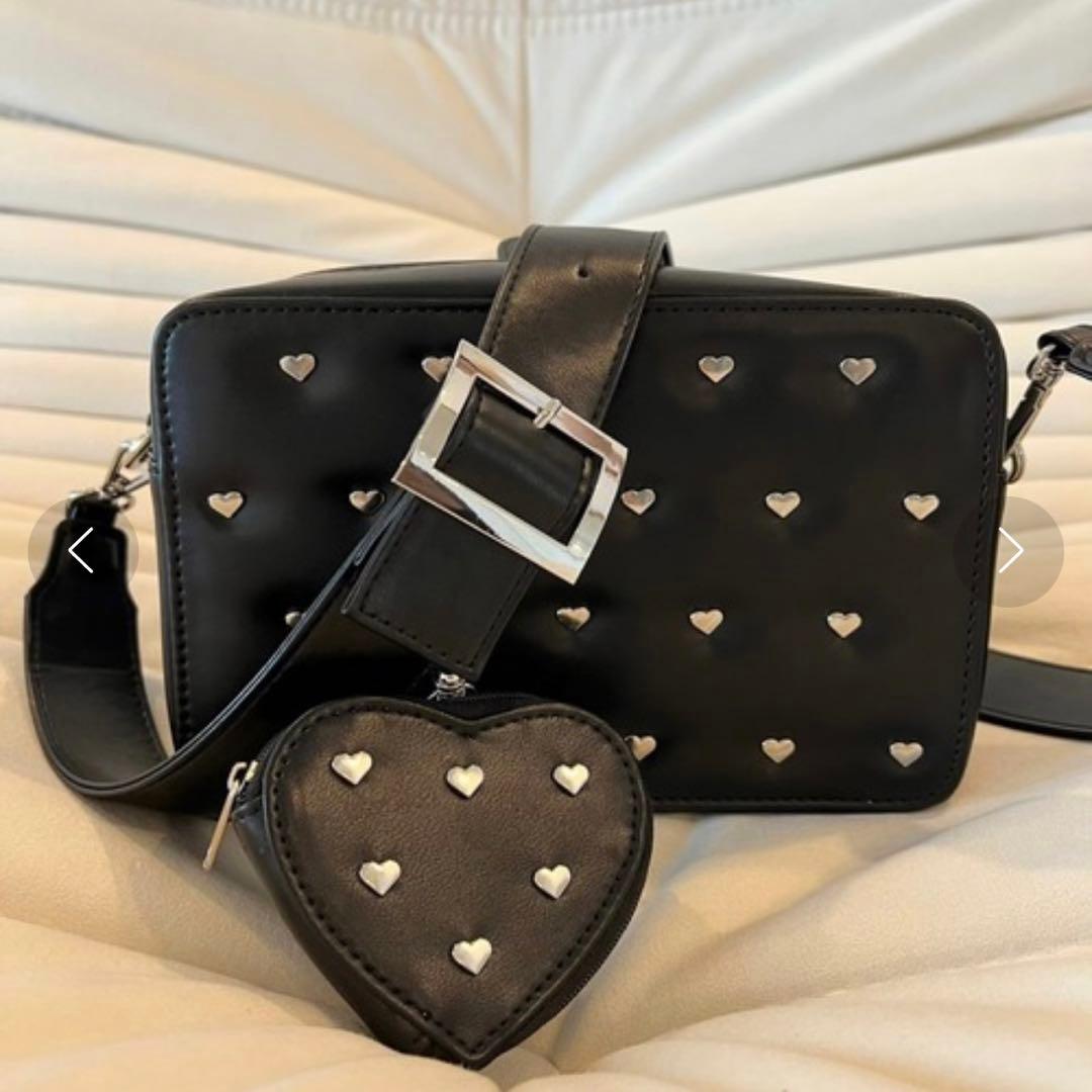 新品未使用品 epine エピヌ ショルダーバッグ ハートスタッズ ブラック