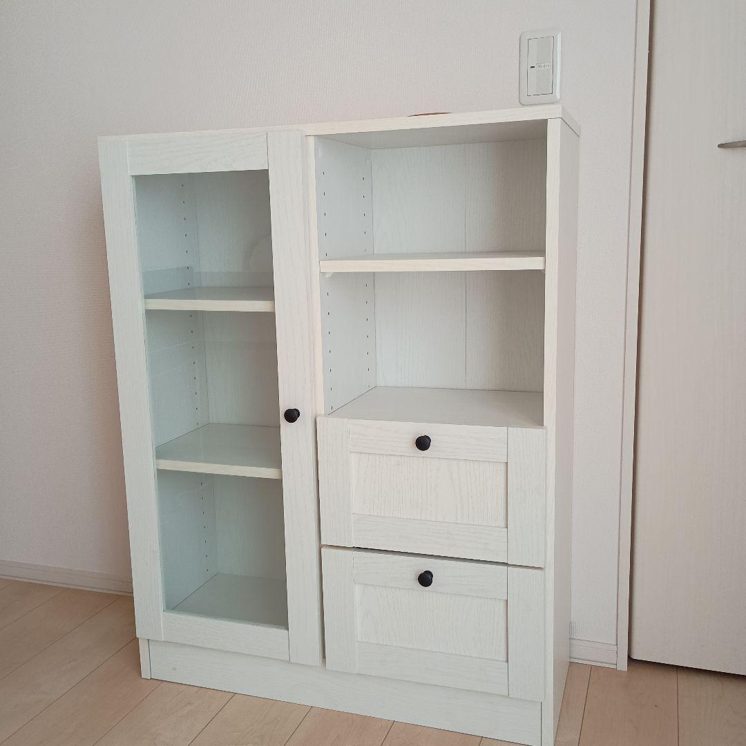 早い者勝ち！ニトリ【サラ】ホワイト ガラス扉付き本棚 ニトリ 本棚セット(サラ1977WH/ガラス扉2) 【玄関先迄納品】 【1年保証