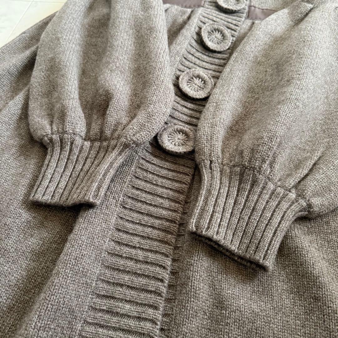 美品☆フォクシー カシミヤ100% ニットコート 女優襟 パフスリーブ 40