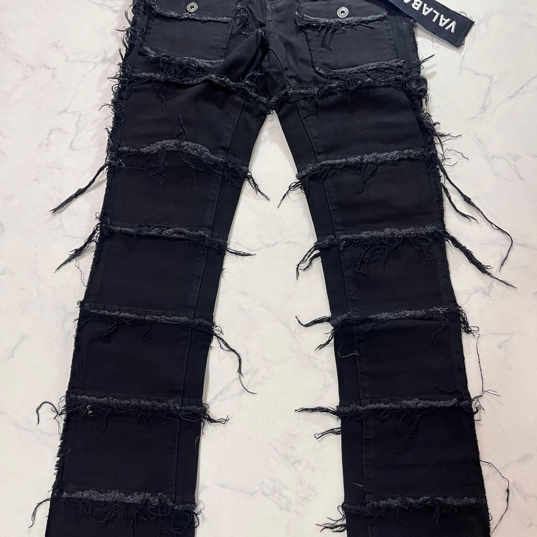valabasas バラバサス スタックフレアダメージデニム ブラック 新品 M