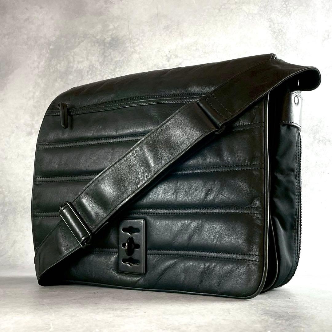 COMPOSITION イサムカタヤマ メッセンジャーバッグ レザー×ナイロン ISAMU KATAYAMA BACKLASH - ジャパンダブルショルダー製品染め