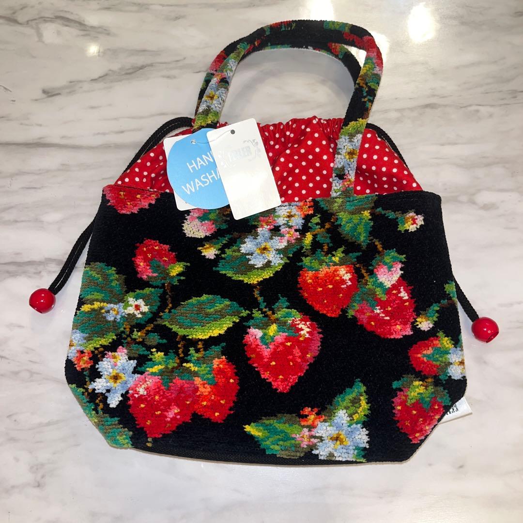 タグ付き フェイラー ストロベリーフィールド ランチバッグ 黒