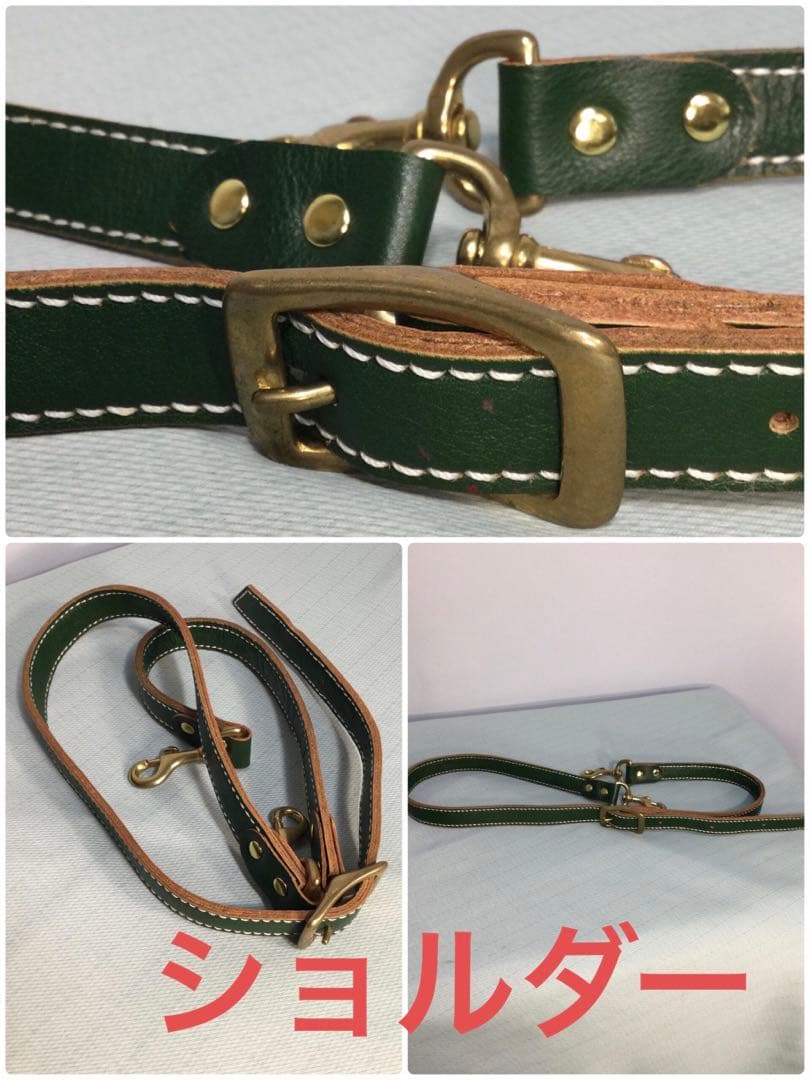 モス グリーン ハンドメイド感有り ボディーバックショルダー付き