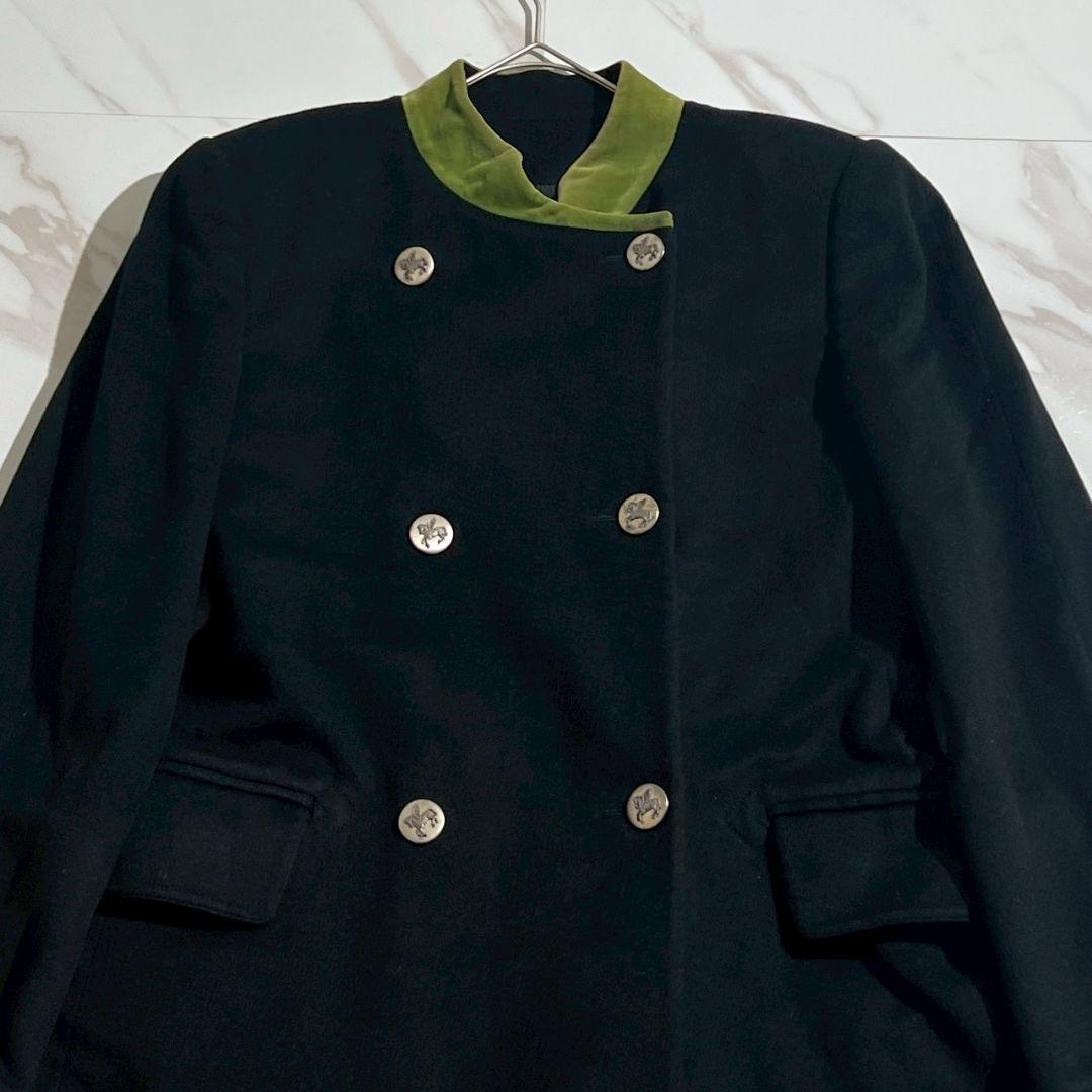 鑑定済・美品 エルメス カシミヤ100% ロングコート ナポレオンコート