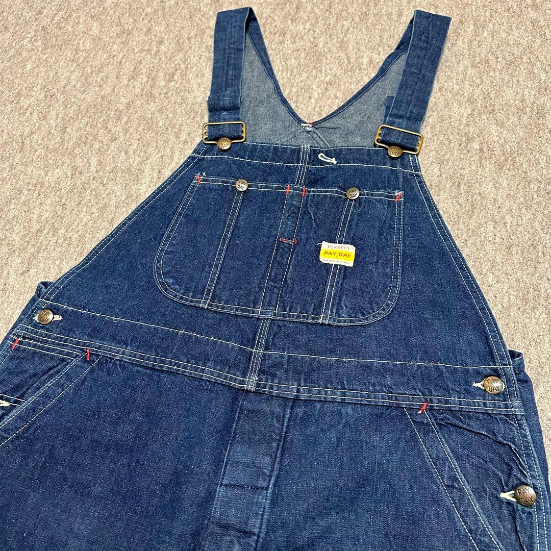 PAYDAY デニムオーバーオール 濃紺 美品 PENNEY'S 50s 60s 50s PENNEY'S PAYDAY ローバック インディゴ デニム オーバーオール