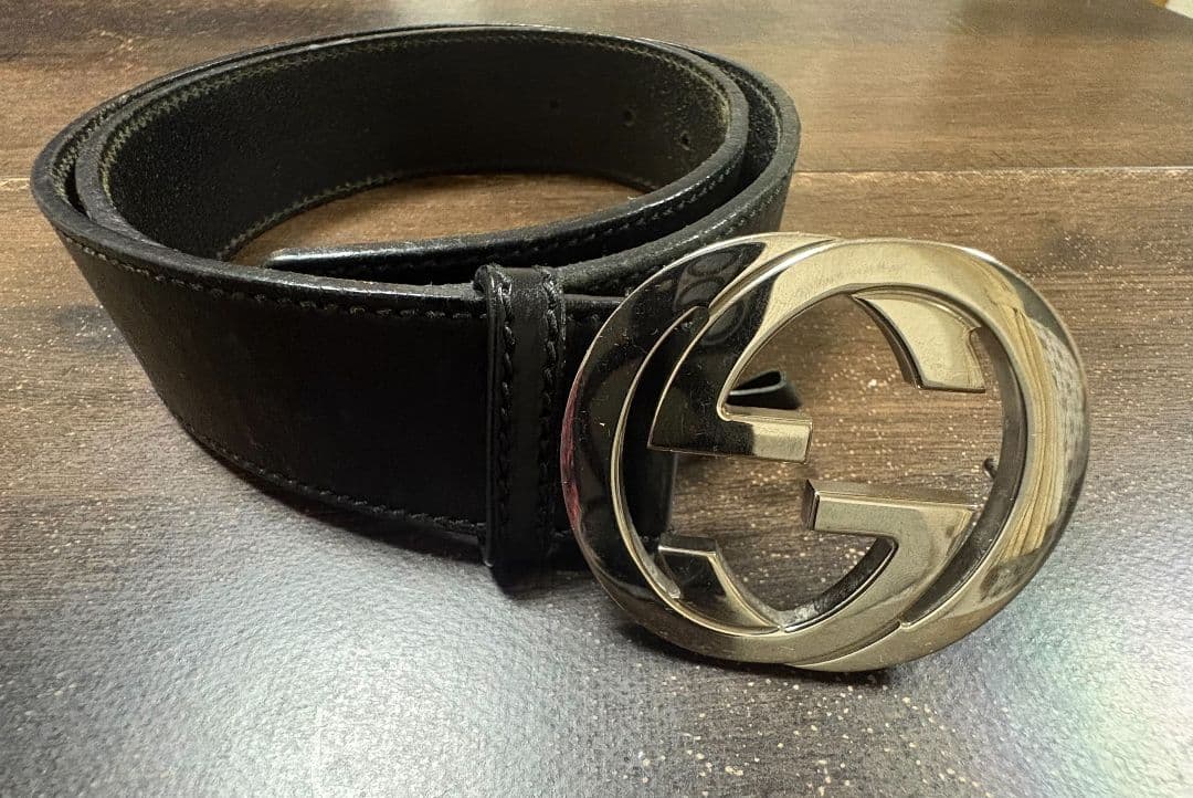 Gucci グッチ ブラックレザーベルト ダブルGロゴ GUCCI(グッチ) ダブルGレザーベルト ブラック サイズ 75/30｜【公式