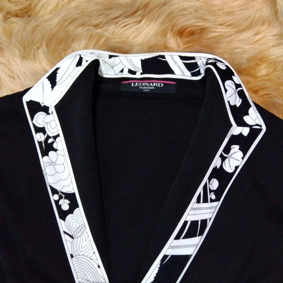 LEONARD テーラードジャケット ブラック/ホワイト トリム