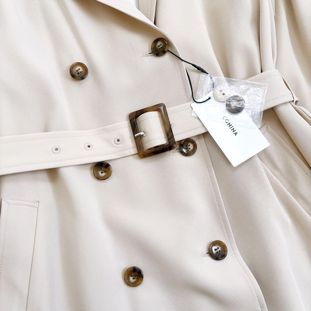 《新品》COHINA ダブルボタンフレアテロンチコート ベージュ レギュラー F