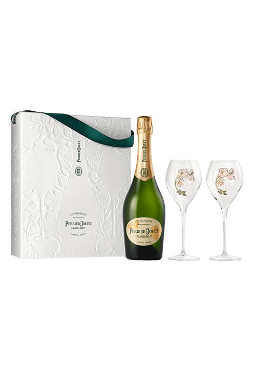 Champagne Perrier-Jouët : Coffret Grand Brut GreenBox + 2 flutes