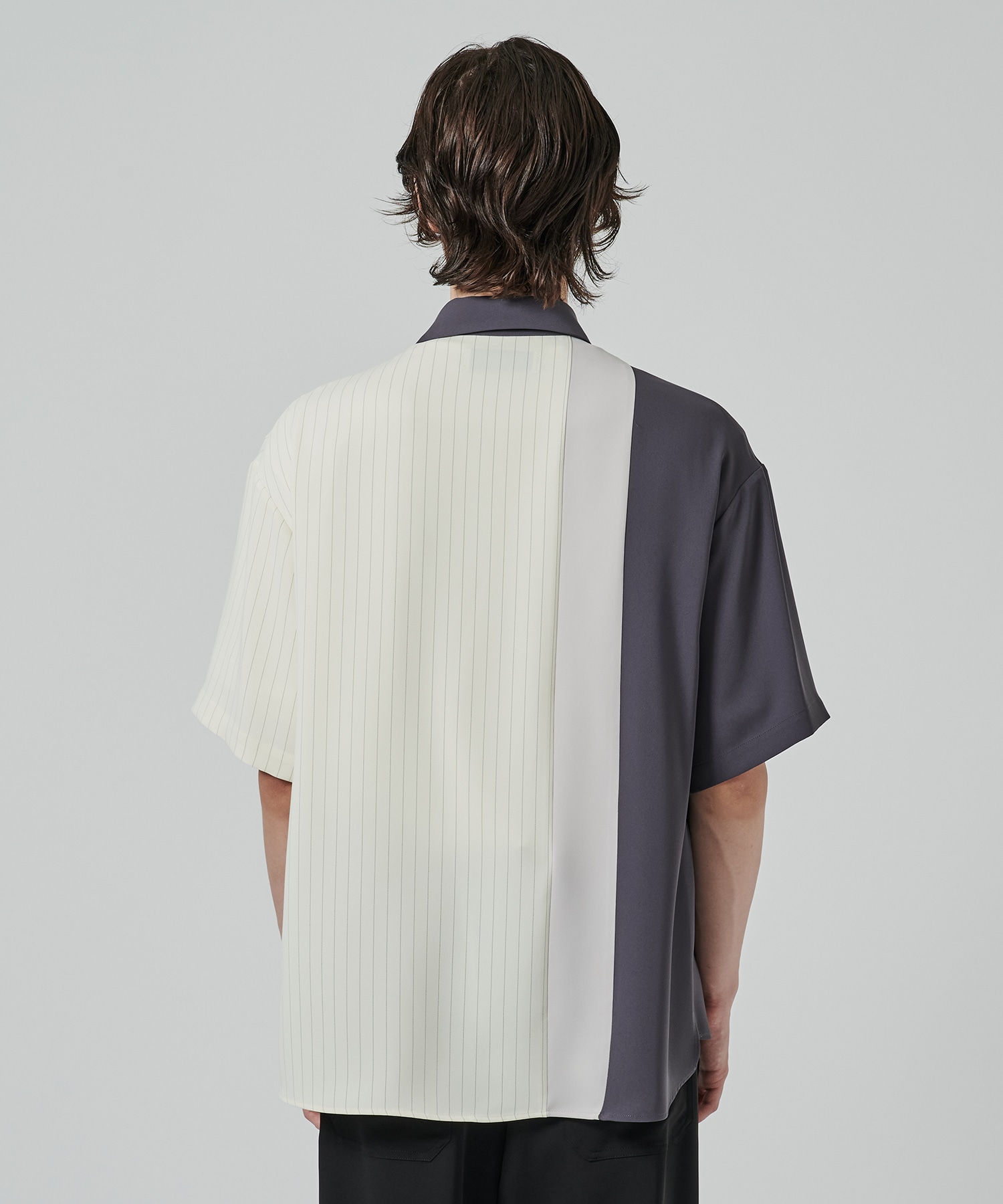 Double Satin Bi Color Short Sleeve Shirt | CULLNI