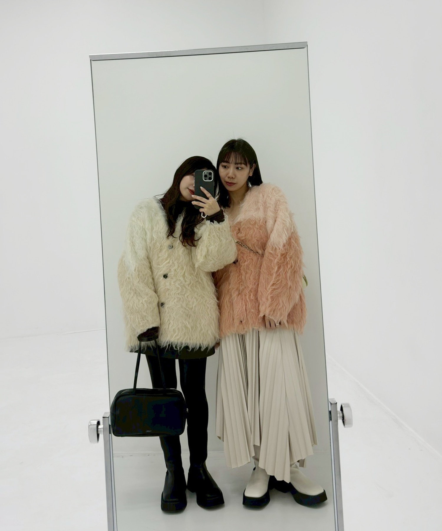 BI COLOR SHAGGY KNIT CARDIGAN(1 IVORY): CLANE: WOMENS｜ STUDIOUS