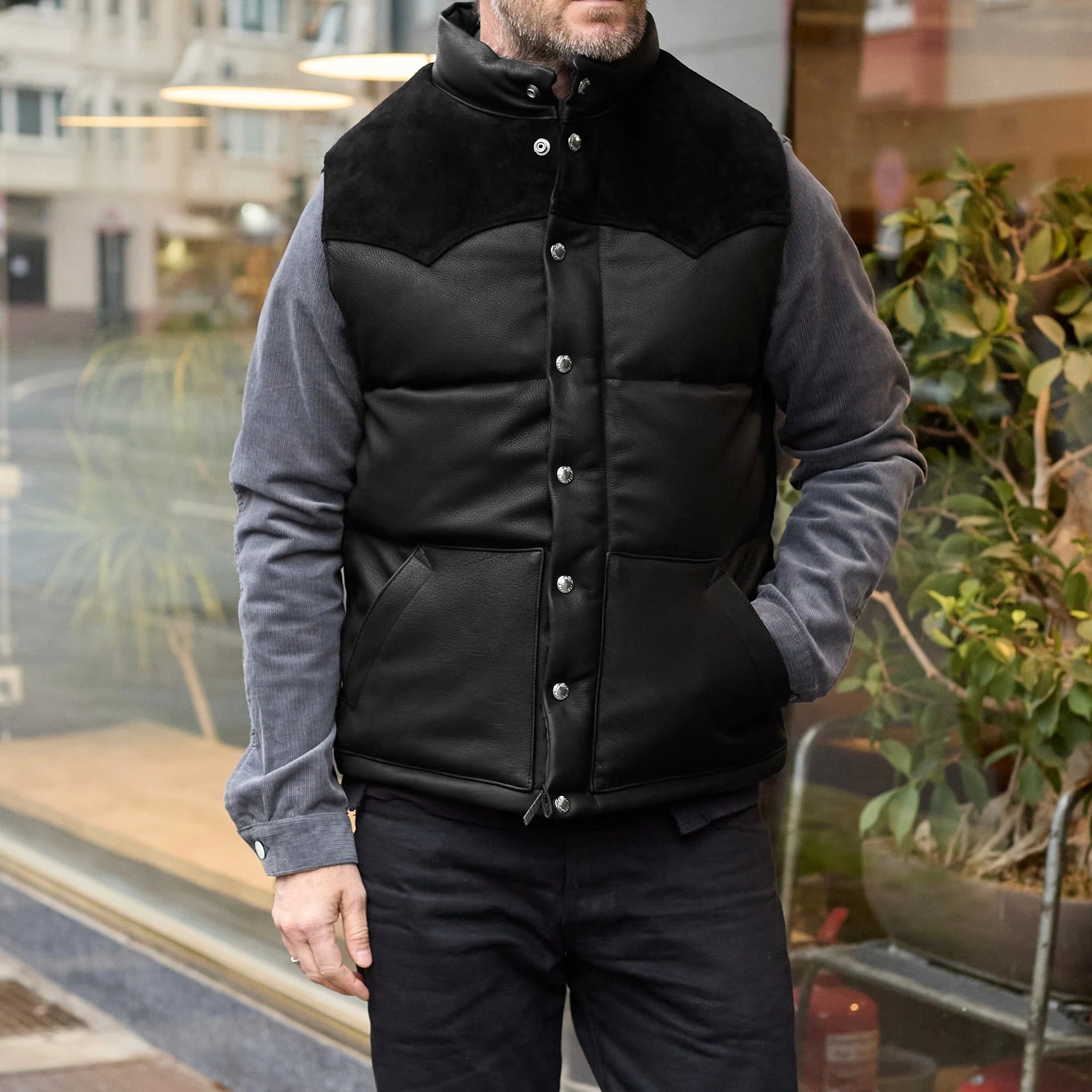 the real mccoy's | deerskin down vest - black – stuf|f-official