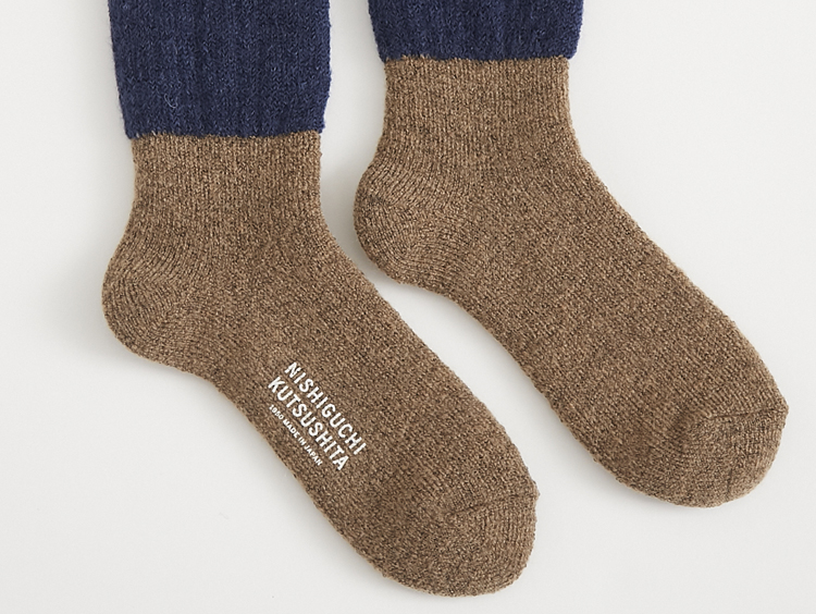 NISHIGUCHI KUTSUSHITA/モヘアウールパイルソックス S -レッグ
