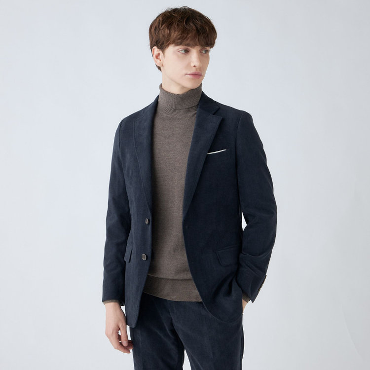 CLASSICO TAPERED】【秋冬】2釦ジャケット/ネイビー×コーデュロイ/4S