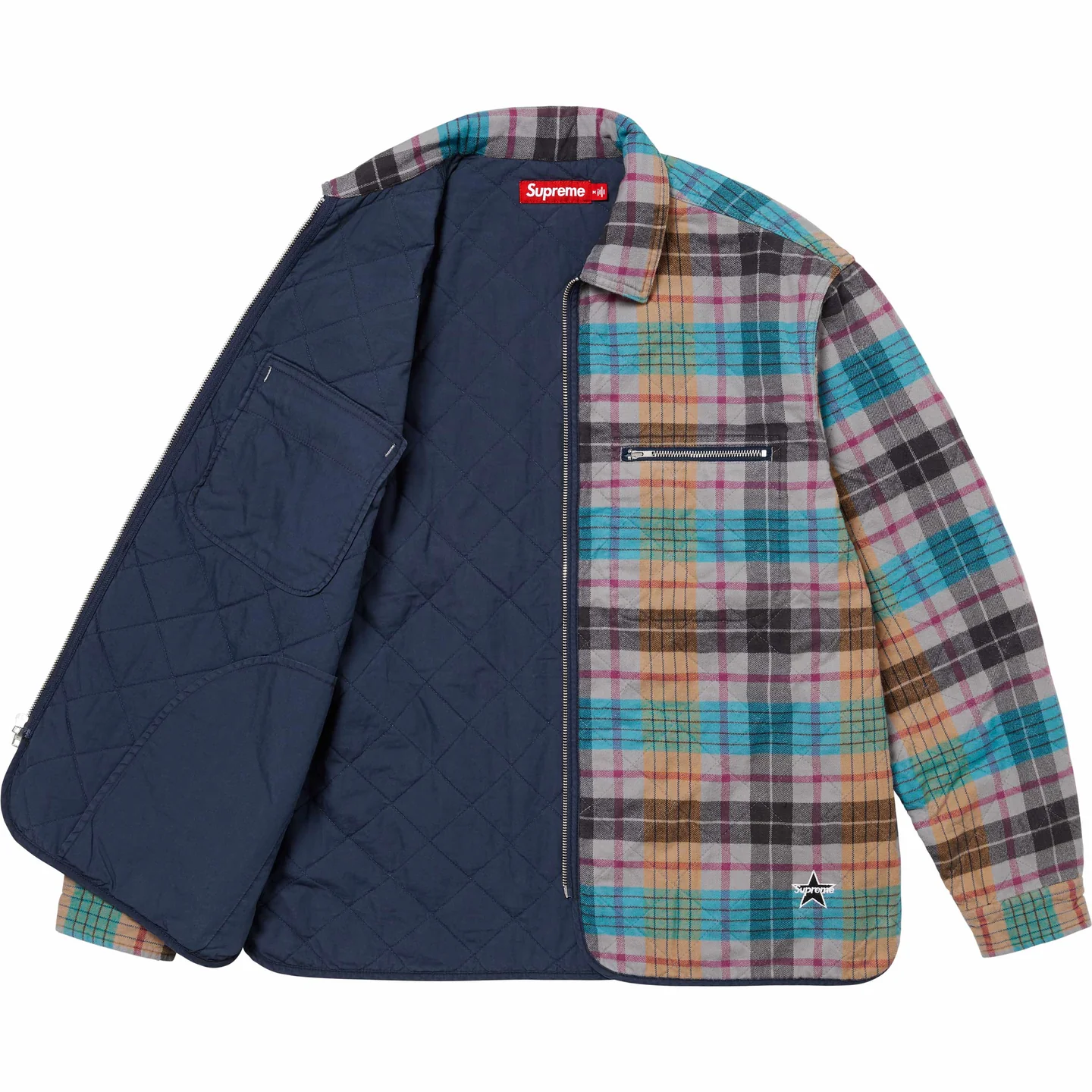 Quilted Flannel Zip Up Shirt | Supreme 24fw