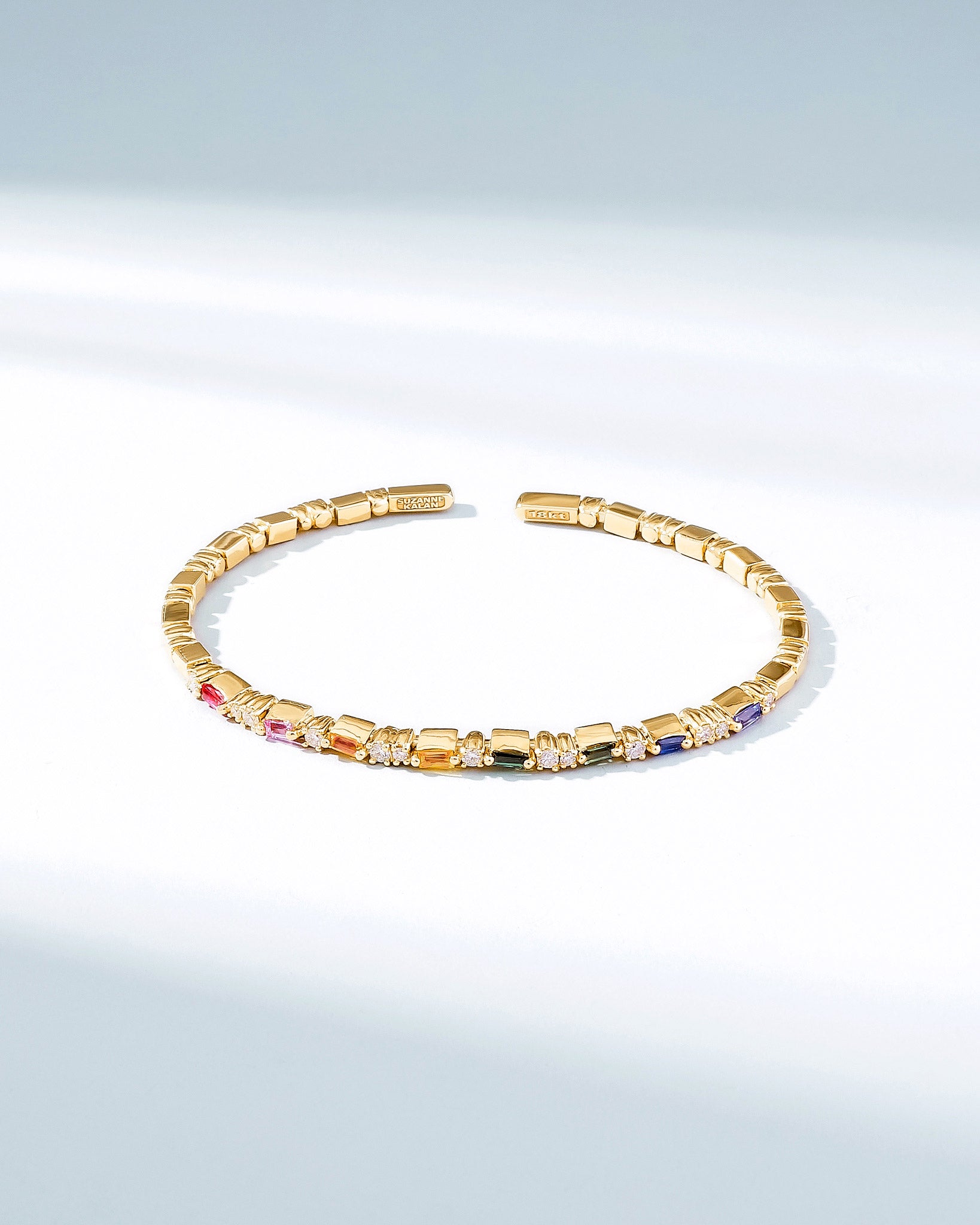 Thin Mix Rainbow Sapphire Bangle Bracelet | SUZANNE KALAN®